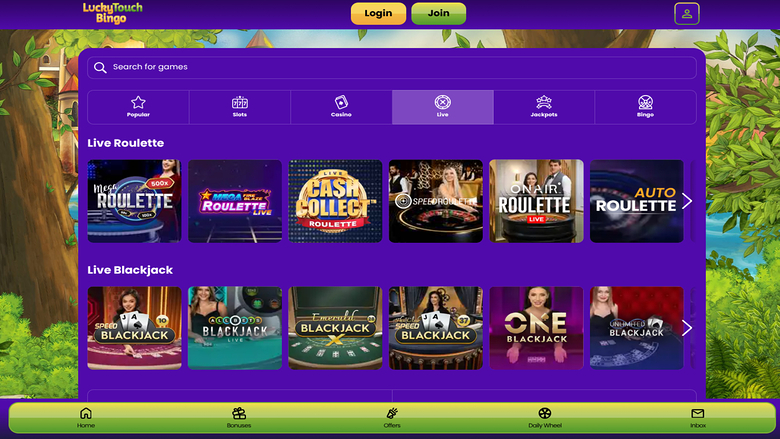 Lucky Touch Bingo sur ordinateur avec croupier en direct