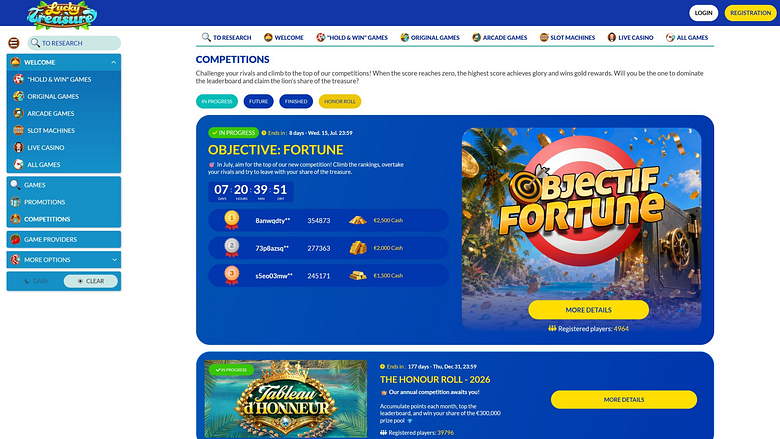Lucky Treasure Casino Desktop-Wettbewerbe