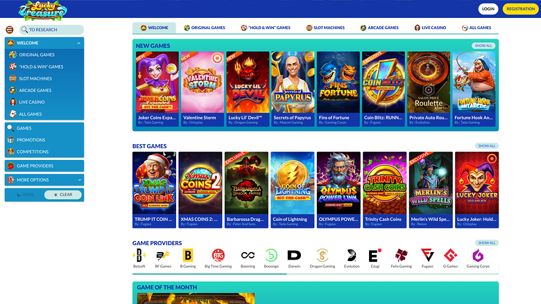 Игры для настольных компьютеров в казино Lucky Treasure