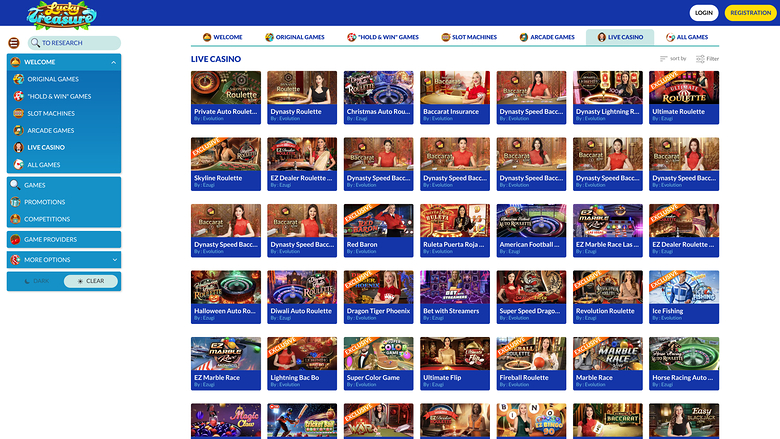 Live Dealer Lucky Treasure Casino для настольных компьютеров