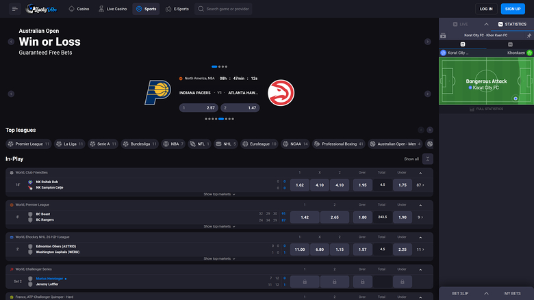 Lucky Vibe Casino Sports sur ordinateur