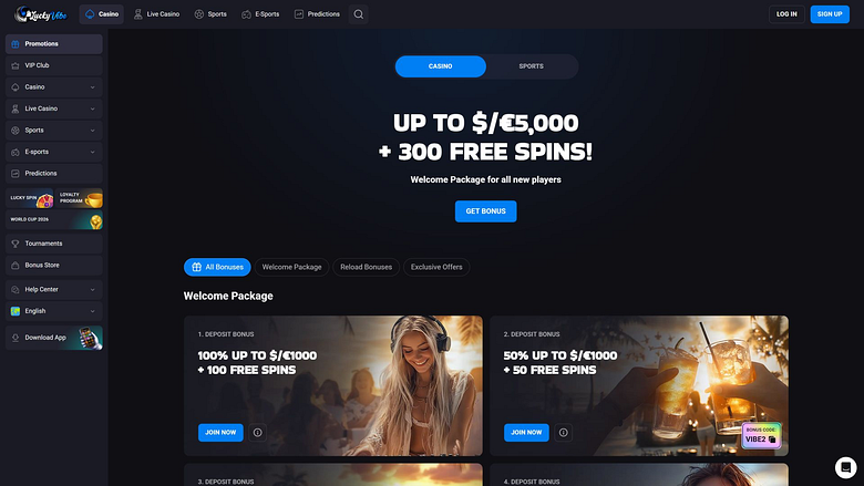 Акции казино Lucky Vibe для настольных компьютеров