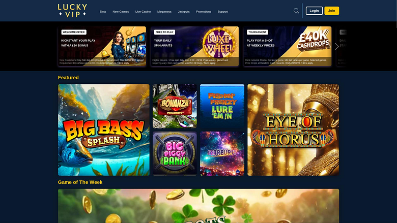 Главная страница казино Lucky Vip