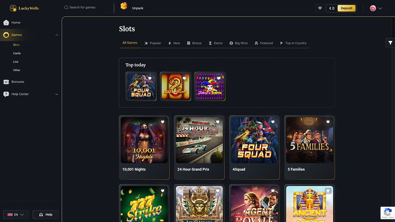 Jeux de casino Lucky Wells sur ordinateur