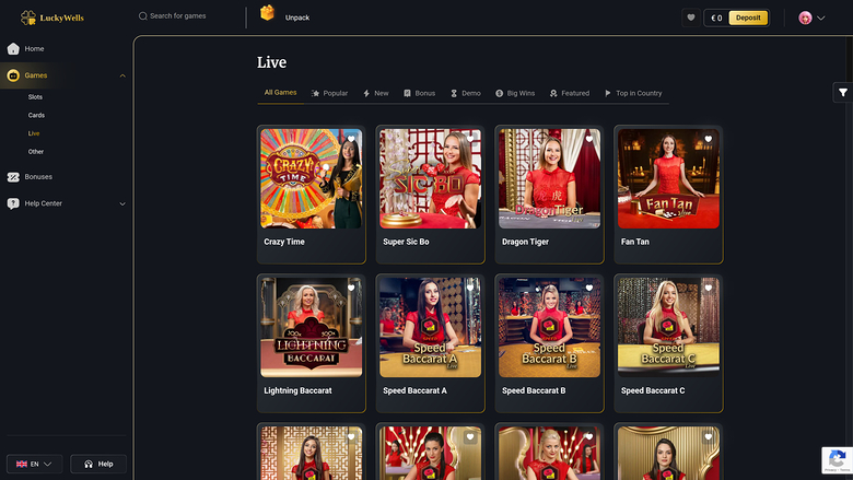 Casino Lucky Wells sur ordinateur avec croupier en direct