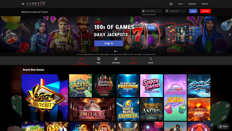 Homepage desktop del casinò Lucky247