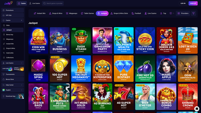 Джекпот Lucky7even для рабочего стола