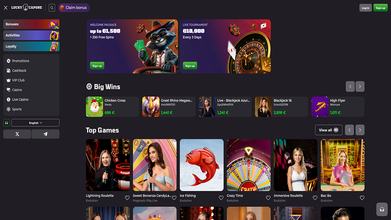 Live Dealer screenshot of Lucky Capone Casino for Desktop