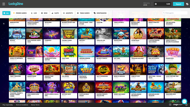 Jeux de casino Luckydino sur ordinateur