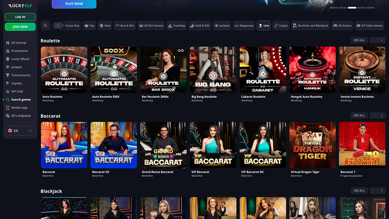 Luckyelf Casino Desktop Live Dealer