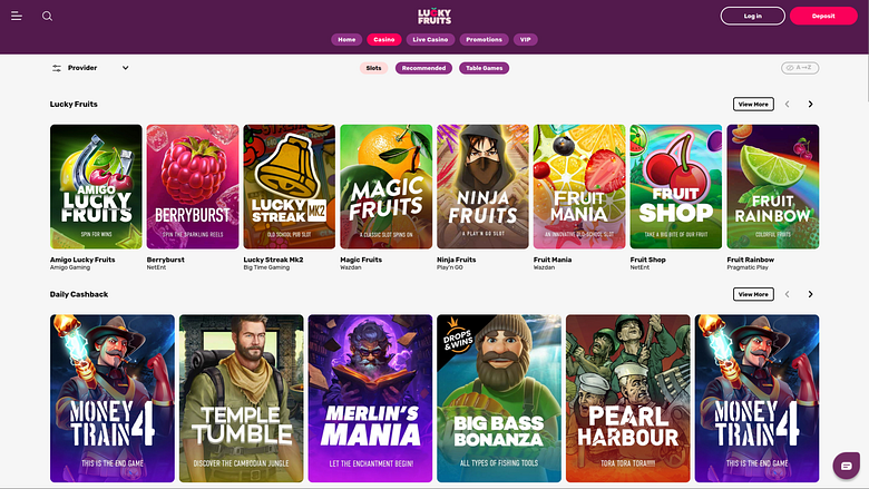 Игры для настольных компьютеров в казино LuckyFruits