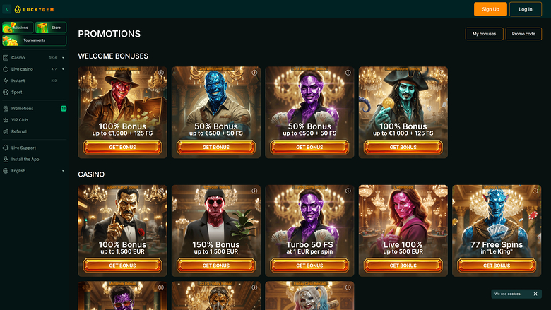 Luckygem Casino Desktop Promotions