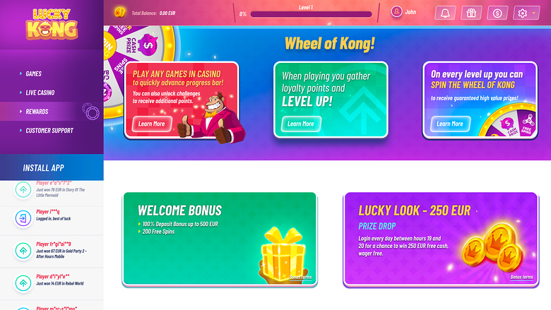 Promociones de escritorio del Casino Luckykong