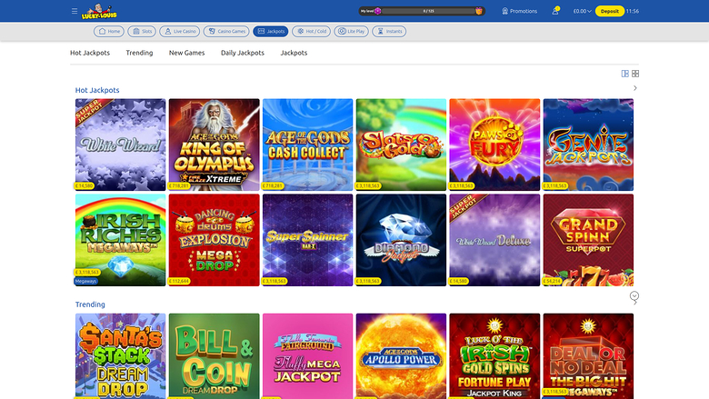 Jackpot de escritorio del casino LuckyLouis