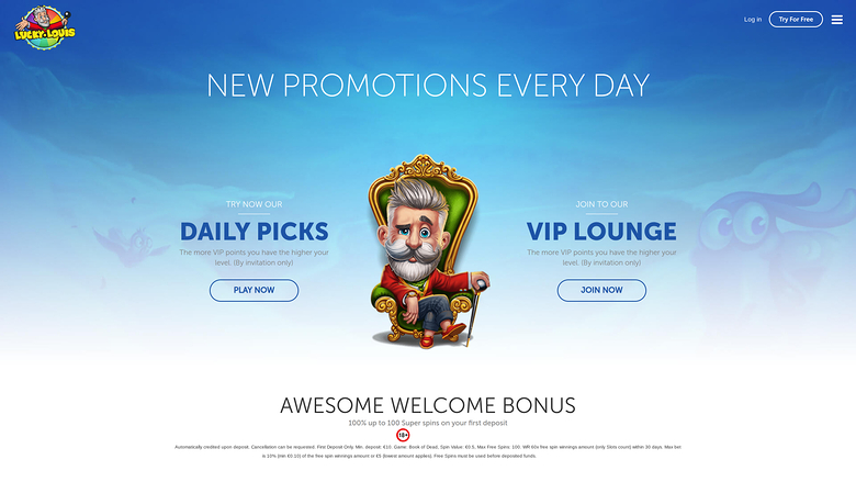 Promociones de escritorio del Casino LuckyLouis
