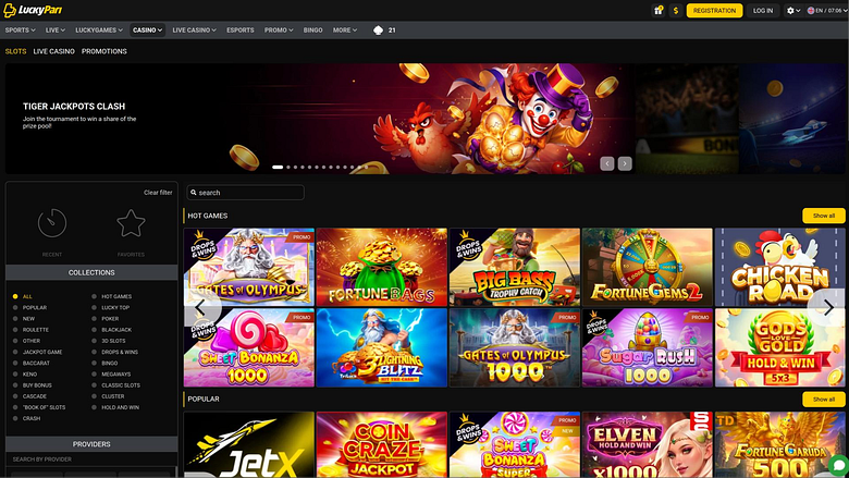 page des jeux du casino LuckyPari