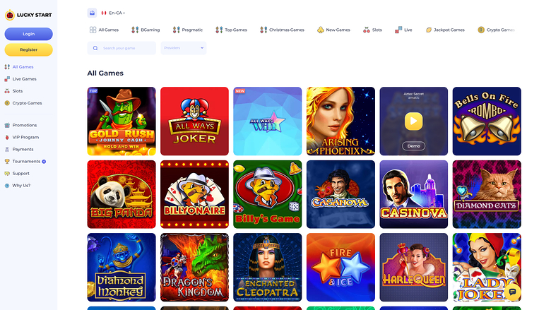 Jeux de casino Luckystart sur ordinateur