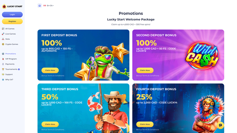 Promotions Luckystart Casino sur ordinateur