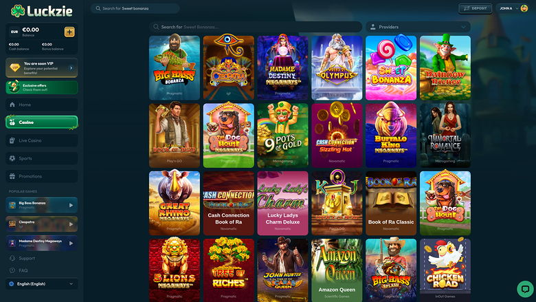 Juegos de escritorio de Luckzie Casino