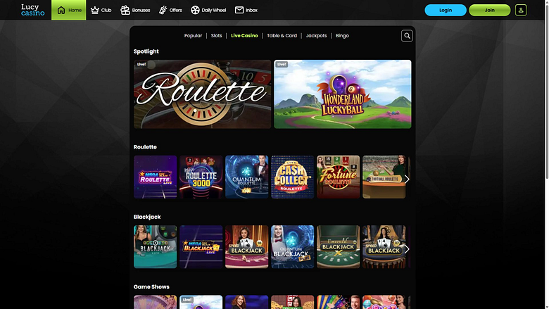 Casino en Direct de Lucy Casino pour Ordinateur