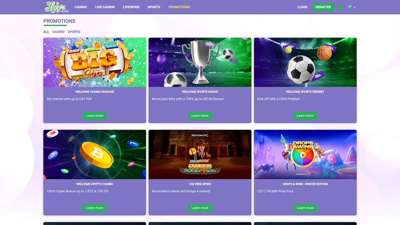 Акции Lucys Casino для настольных компьютеров