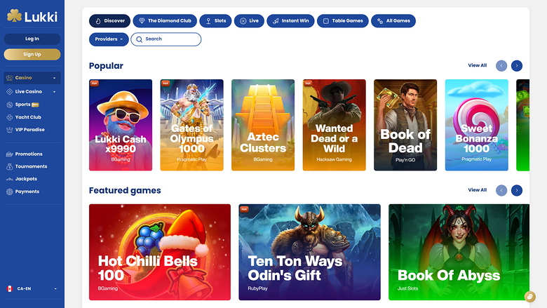 Jeux de casino Lukki sur ordinateur