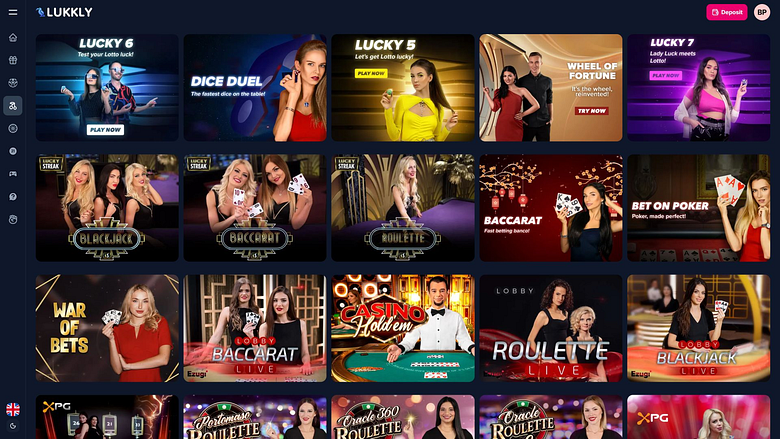 Казино с живыми дилерами Lukkly Casino для ПК