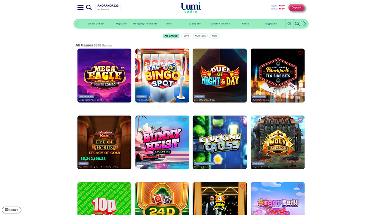 Juegos de escritorio de Lumi Casino
