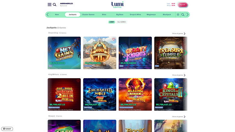 Jackpot de escritorio de Lumi Casino