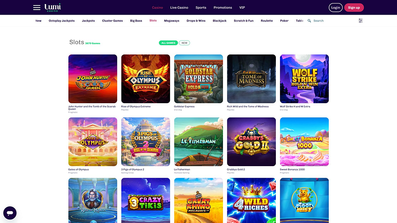 Jeux de casino Lumi sur ordinateur