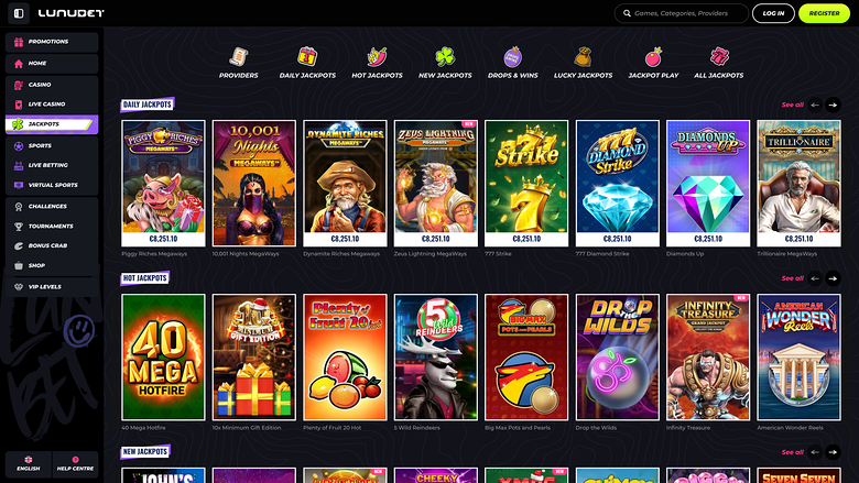 Lunubet Desktop Jackpot