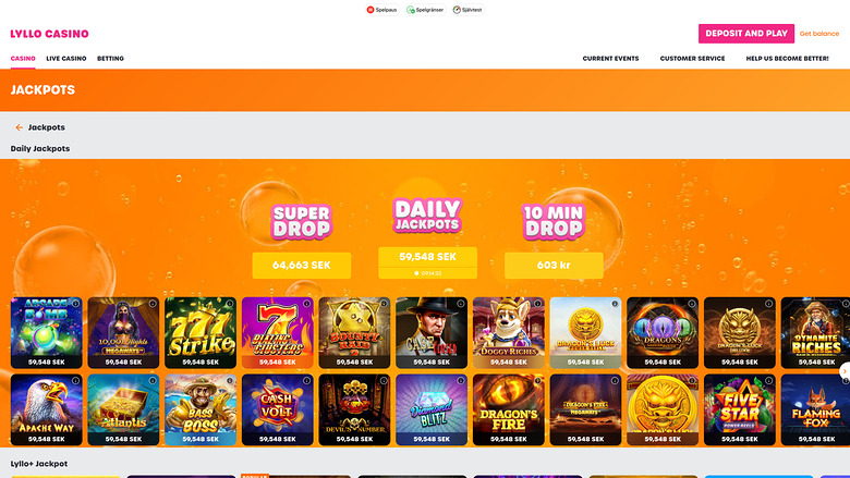 Jackpot de bureau du casino Lyllo