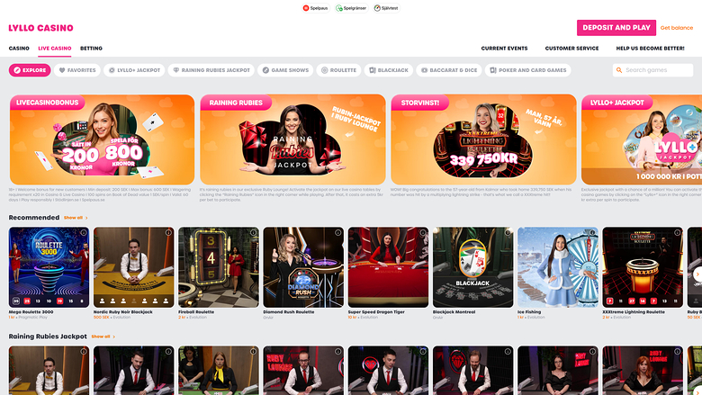 Lyllo Casino sur ordinateur avec croupier en direct
