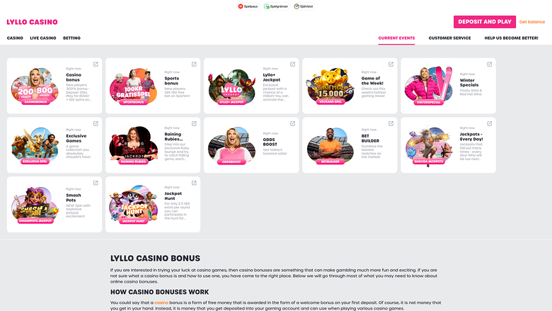 Promotions Lyllo Casino sur ordinateur