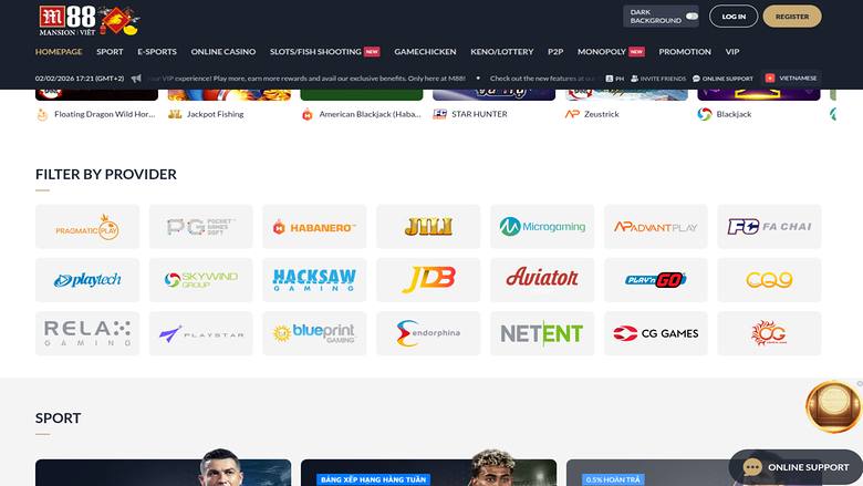 Développeurs du jeu de casino M88 pour ordinateur