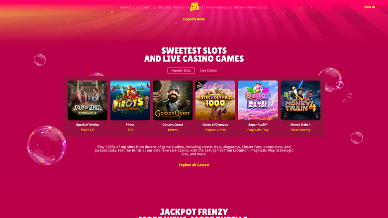 Игры для ПК в казино Mad Rush