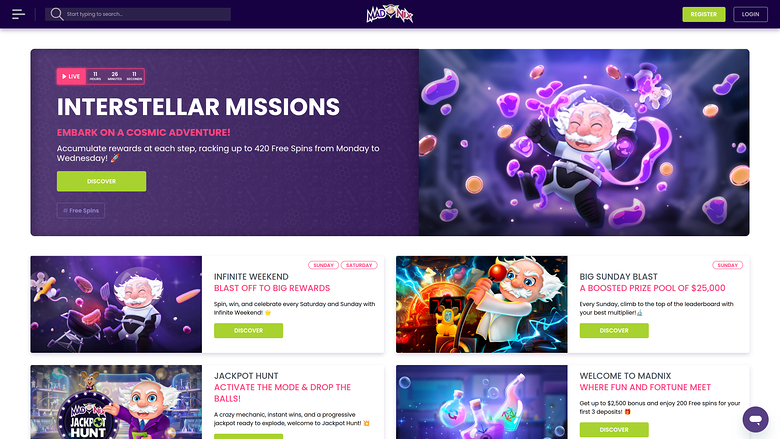 Promotions pour ordinateur de bureau du casino Madnix