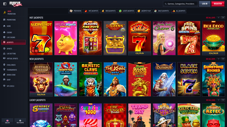 Jackpot du casino Mafia sur ordinateur