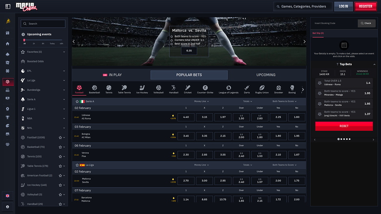 Casino de la Mafia Sports sur ordinateur