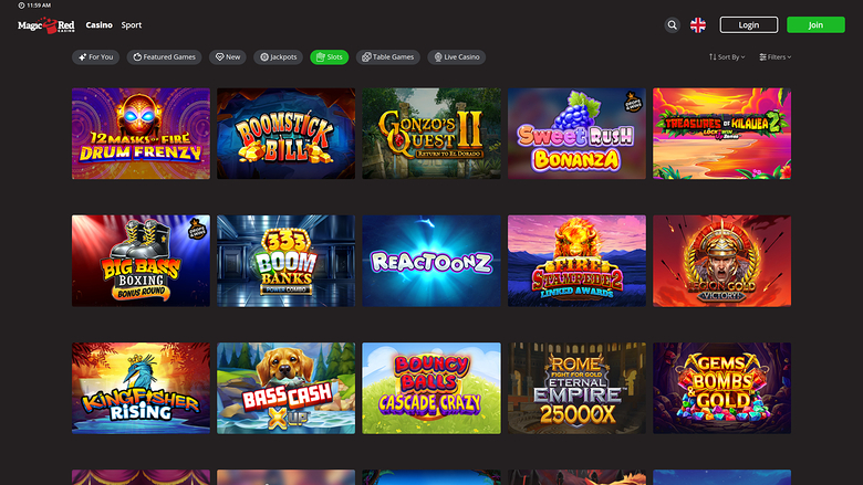 Jeux de casino Magic Red sur ordinateur