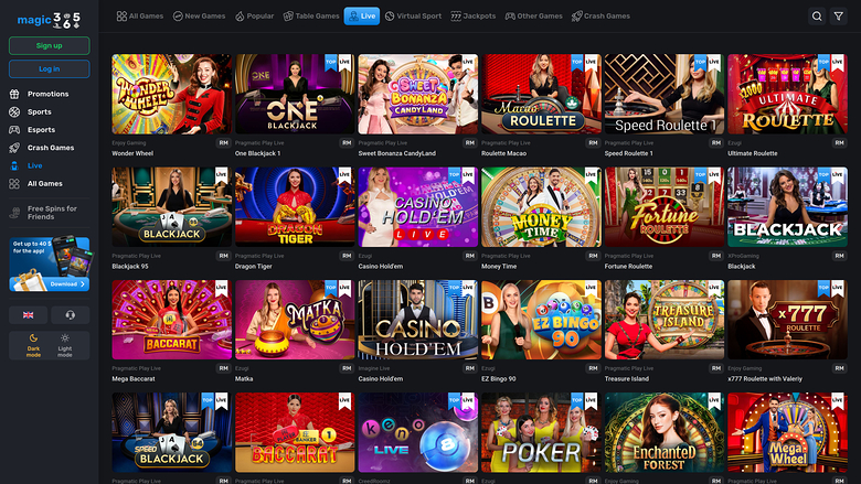 Magic365 Casino Live Dealer Desktop