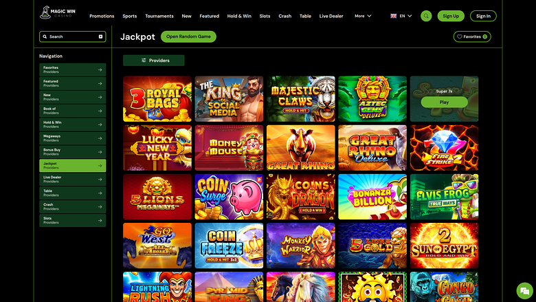 MagicWin Casino Desktop-Jackpot