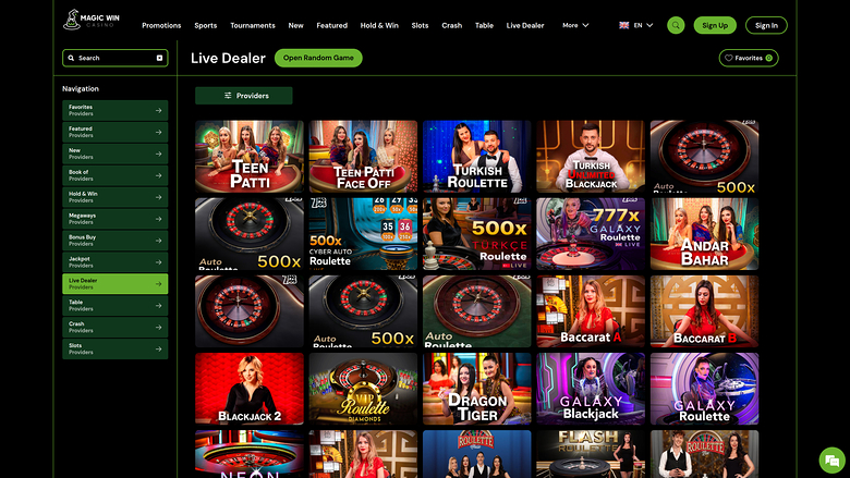 MagicWin Casino Desktop Live-Dealer