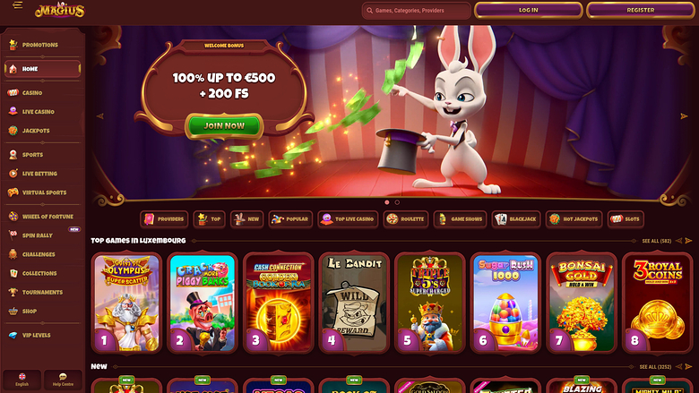 Page d'accueil du bureau de Magius Casino