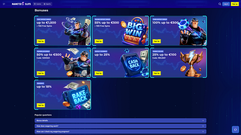 Promotions screenshot of Magneticslots Casino for Desktop