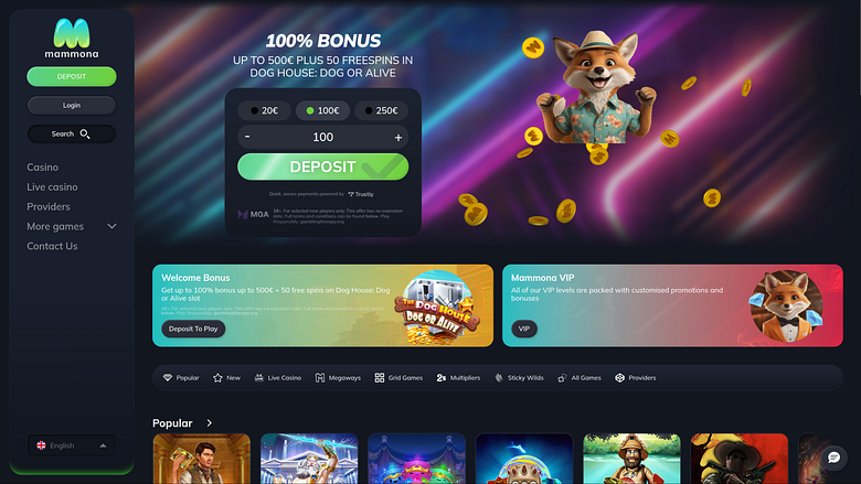 Mammon Casino Desktop-Startseite