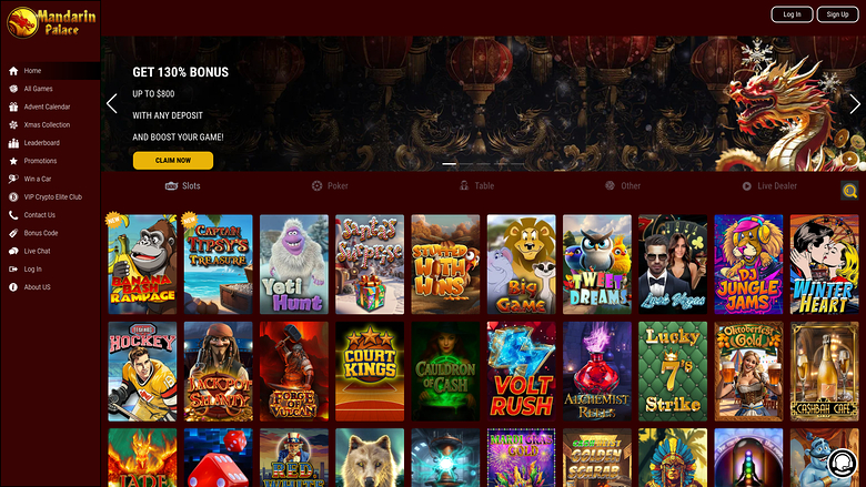 Mandarin Palace Casino Desktop Homepage