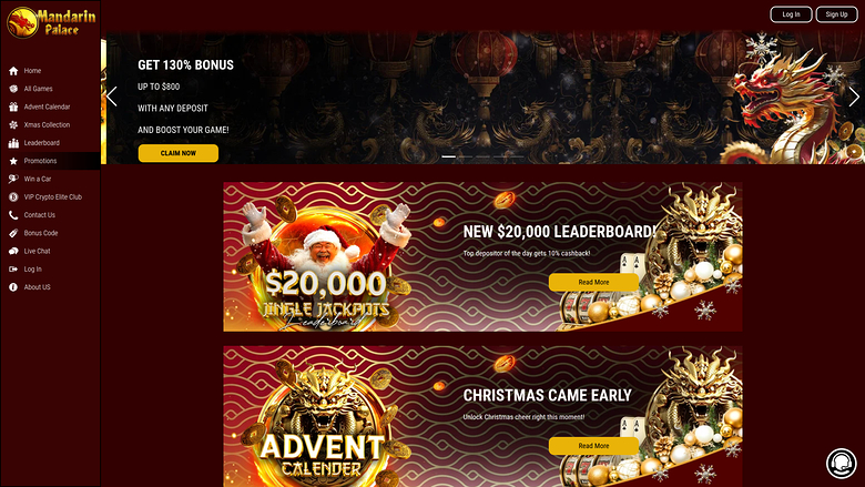 Mandarin Palace Casino Desktop Promotions