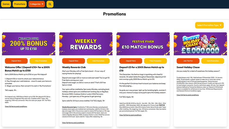 Promotions pour ordinateur de bureau au casino Mango Spins