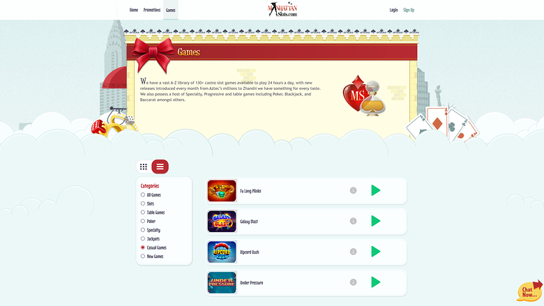 Giochi casuali per desktop del Manhattan Slots Casino